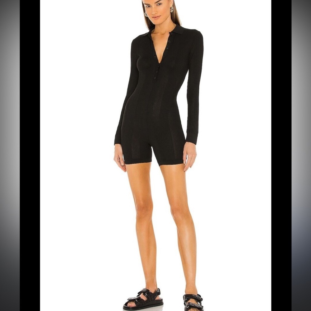 AllSaints Holly Knit Romper Black Women’s Size 6 Minimalist Edgy